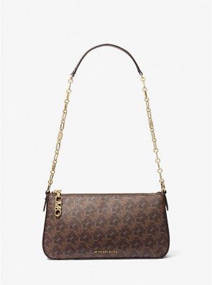 Torba na Ramię Damskie Michael Kors Empire Medium Chain-Link Pochette BROWN/LUGGAGE | PL1206GSP