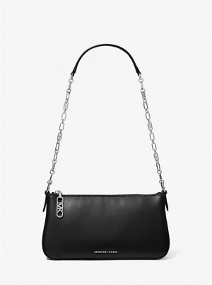 Torba na Ramię Damskie Michael Kors Empire Medium Leather Chain-Link Pochette Czarne | PL1212XYH