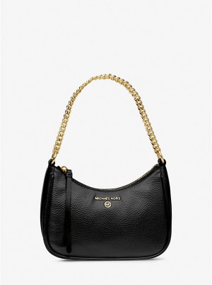 Torba na Ramię Damskie Michael Kors Jet Set Charm Small Pebbled Leather Pochette Czarne | PL1217MQX