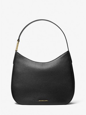 Torba na Ramię Damskie Michael Kors Kensington Large Pebbled Leather Hobo Czarne | PL1223XYM