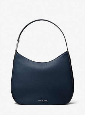 Torba na Ramię Damskie Michael Kors Kensington Large Pebbled Leather Hobo Granatowe | PL1224ZUQ