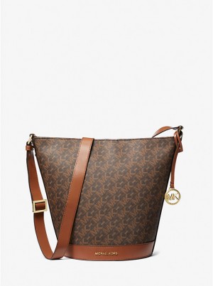 Torebka Listonoszka Damskie Michael Kors Townsend Medium Empire Signature Logo Bucket BROWN/LUGGAGE | PL1171XYW