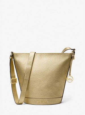 Torebka Listonoszka Damskie Michael Kors Townsend Medium Metallic Pebbled Leather Złote | PL1172ZUE