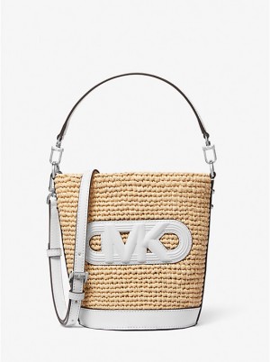 Torebka Listonoszka Damskie Michael Kors Townsend Small Straw NAT/OPTICWHT | PL1174KOT