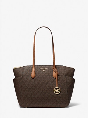 Tote Damskie Michael Kors Marilyn Medium Logo BRN/ACORN | PL1262LIS