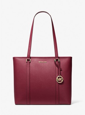 Tote Damskie Michael Kors Sady Medium Saffiano Leather BERRY | PL1268NWK