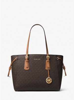 Tote Damskie Michael Kors Voyager Medium Logo Brązowe | PL1279JPW