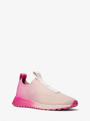 Trampki Damskie Michael Kors Bodie Logo Tape Ombré Mesh Slip-On Białe | PL2020RVF