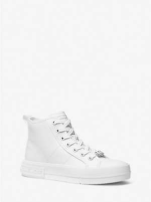 Trampki Damskie Michael Kors Evy Leather High-Top Białe | PL1984DFT