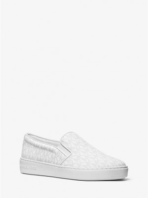 Trampki Damskie Michael Kors Keaton Logo Slip-On BRIGHT WHT | PL1998MQL