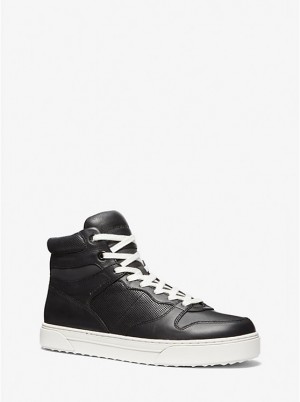 Trampki Męskie Michael Kors Barett Leather High-Top Czarne | PL2265LIH