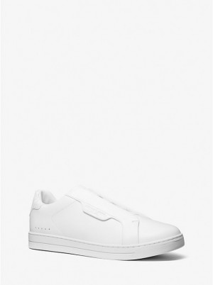 Trampki Męskie Michael Kors Keating Leather Slip-On BRIGHT WHT | PL2272SGV