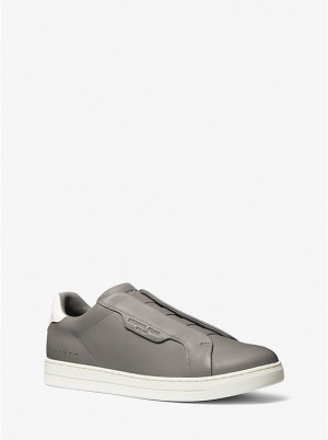 Trampki Męskie Michael Kors Keating Two-Tone Leather Slip-On Szare | PL2277UZQ