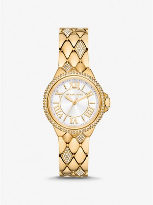 Zegarek Damskie Michael Kors Mini Camille Pavé Gold-Tone Złote | PL1597AHV