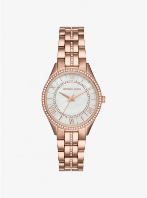 Zegarek Damskie Michael Kors Mini Lauryn Pavé Rose Gold-Tone Różowe Złote | PL1606WNT