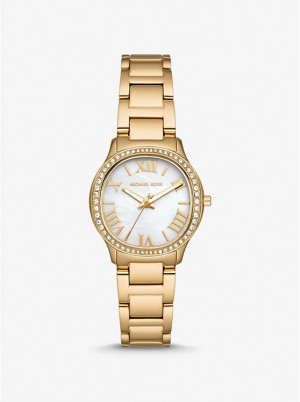 Zegarek Damskie Michael Kors Mini Sage Pavé Gold-Tone Złote | PL1610EBO