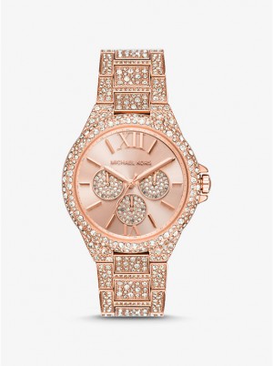 Zegarek Damskie Michael Kors Oversized Camille Pavé Rose Gold-Tone Różowe Złote | PL1619SGK