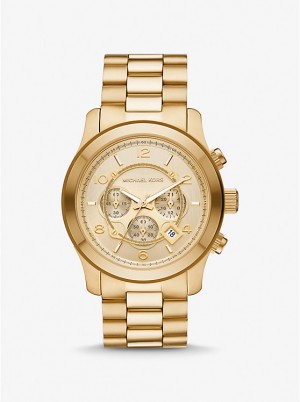 Zegarek Damskie Michael Kors Oversized Runway Gold-Tone Złote | PL1632NWR