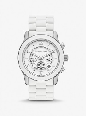 Zegarek Damskie Michael Kors Oversized Runway White-Tone Białe | PL1635NWU