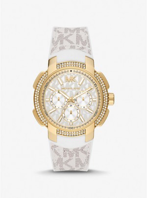 Zegarek Damskie Michael Kors Oversized Sydney Pavé Gold-Tone and Logo VANILLA | PL1643JPG