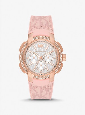 Zegarek Damskie Michael Kors Oversized Sydney Pavé Rose Gold-Tone and Logo Różowe | PL1644HAH