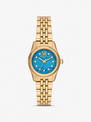 Zegarek Damskie Michael Kors Petite Lexington Pavé Gold-Tone Turkusowe | PL1651OKV