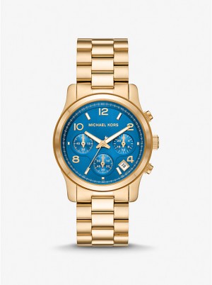 Zegarek Damskie Michael Kors Runway Gold-Tone Złote | PL1660QMT