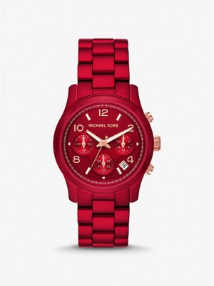 Zegarek Damskie Michael Kors Runway Red-Coated Czerwone | PL1667ILS