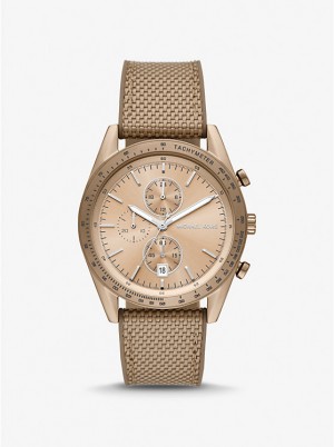 Zegarek Męskie Michael Kors Oversized Warren Beige Gold-Tone and Nylon HUSK | PL2085PJN