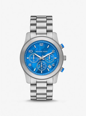 Zegarek Męskie Michael Kors Watch Hunger Stop Oversized Runway Silver-Tone Srebrne | PL2091HAR