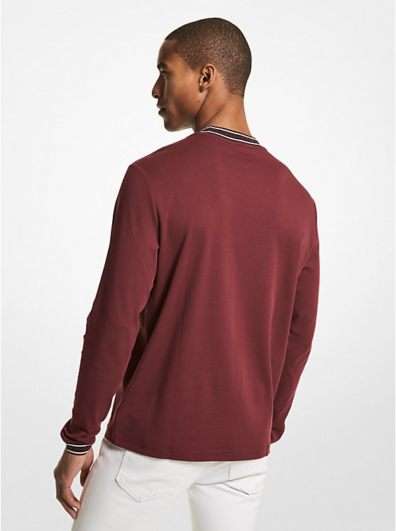 Bluza Męskie Michael Kors Logo Tape Cotton Crewneck MERLOT | PL2258MQO