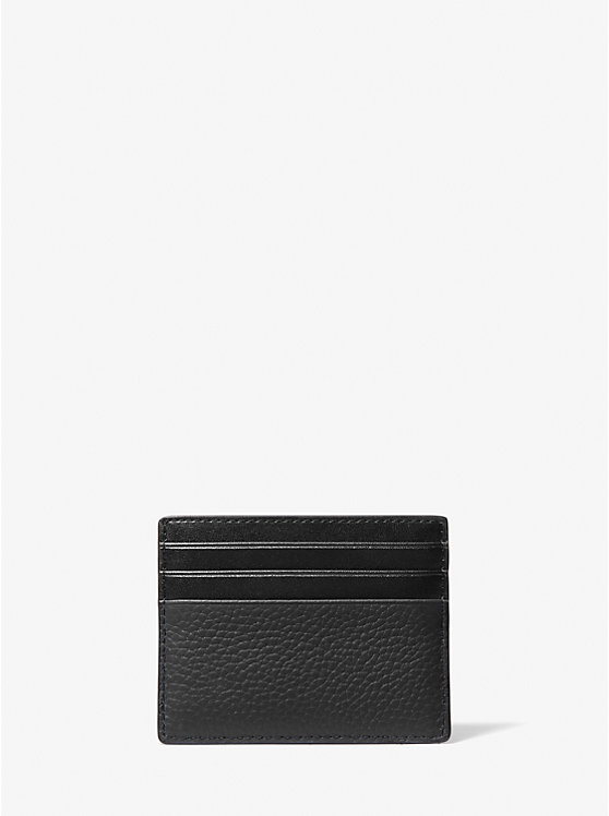 Etui na Karty Męskie Michael Kors Hudson Pebbled Leather Czarne | PL2155NWF