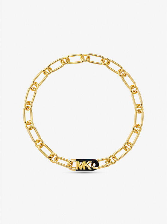 Naszyjnik Damskie Michael Kors Precious Metal-Plated Brass and Acetate Empire Logo Chain Złote | PL1553EBY