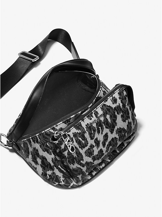 Plecak Damskie Michael Kors Slater Medium Leopard Logo Sling Pack Czarne | PL1075DFF