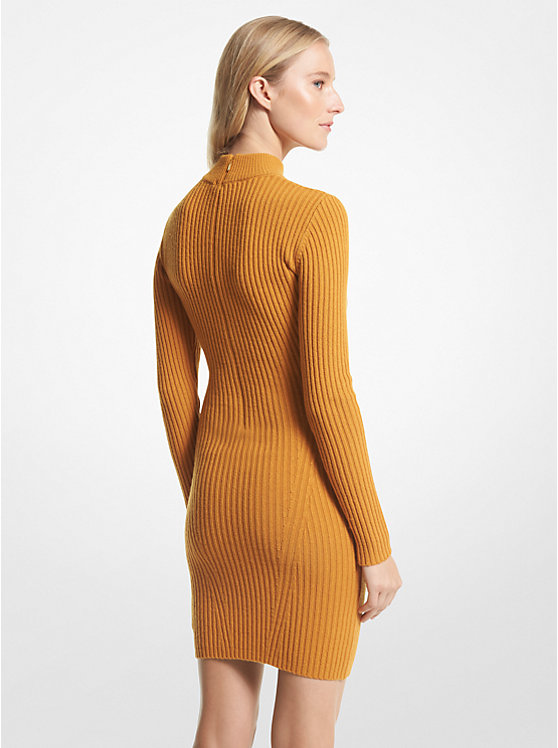 Sukienka Damskie Michael Kors Ribbed Merino Wool Blend MARIGOLD | PL1320NWH