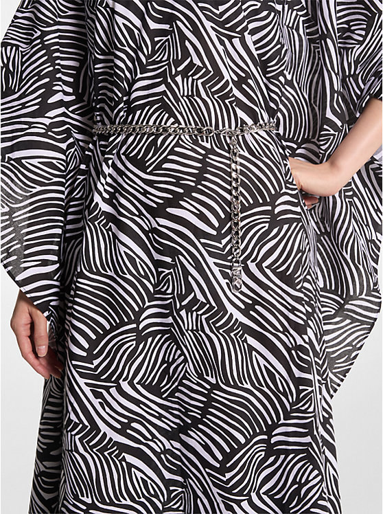 Sukienka Damskie Michael Kors Zebra Organic Cotton Lawn Caftan BLACK/WHITE | PL1347QMH