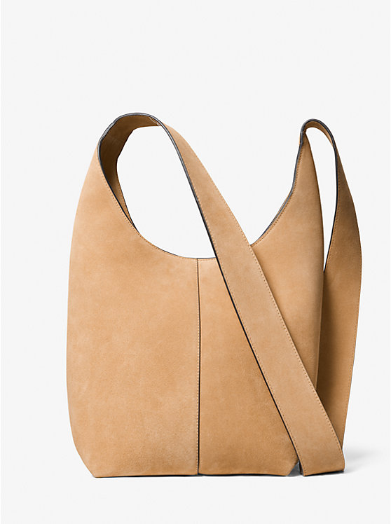 Torba na Ramię Damskie Michael Kors Dede Medium Suede Hobo CAMEL | PL1195RVM